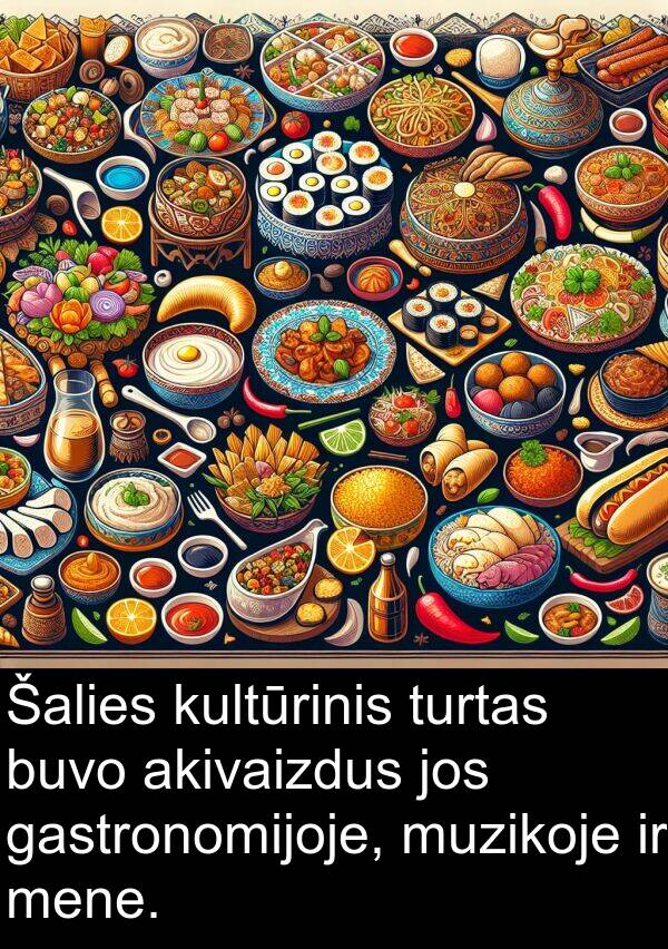 turtas: Šalies kultūrinis turtas buvo akivaizdus jos gastronomijoje, muzikoje ir mene.