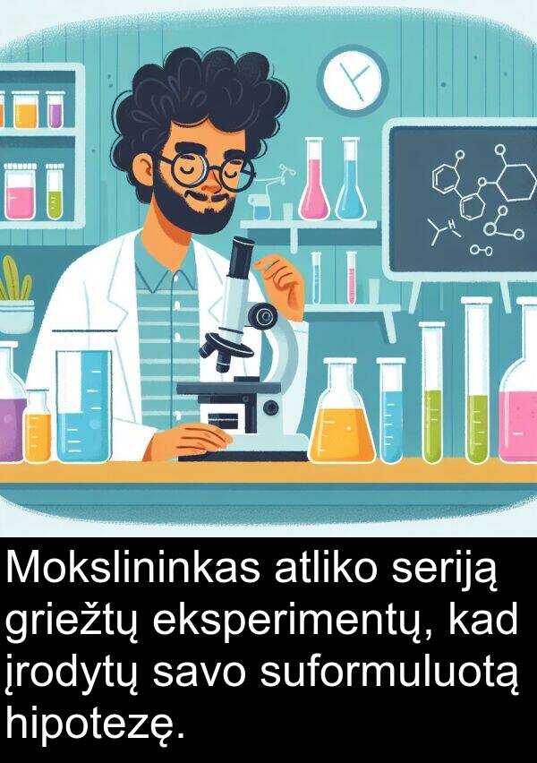 eksperimentų: Mokslininkas atliko seriją griežtų eksperimentų, kad įrodytų savo suformuluotą hipotezę.