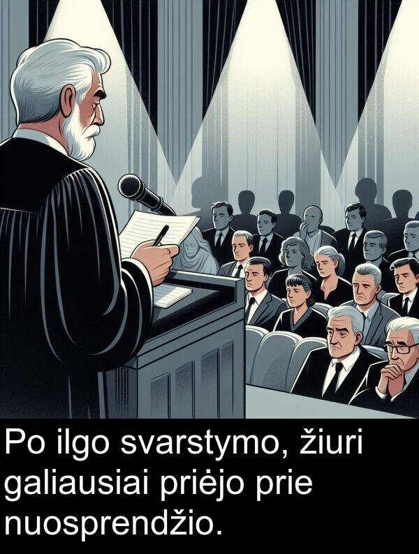 galiausiai: Po ilgo svarstymo, žiuri galiausiai priėjo prie nuosprendžio.