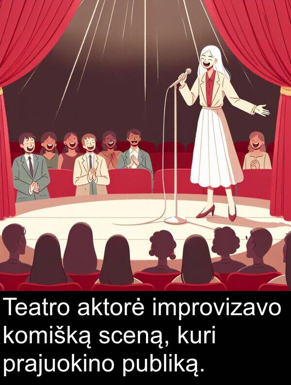 publiką: Teatro aktorė improvizavo komišką sceną, kuri prajuokino publiką.