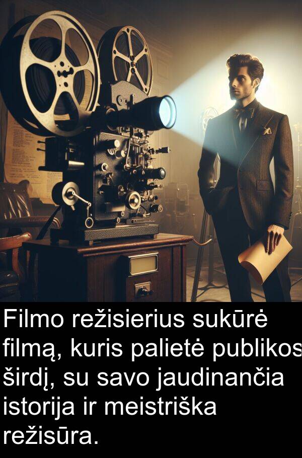 režisierius: Filmo režisierius sukūrė filmą, kuris palietė publikos širdį, su savo jaudinančia istorija ir meistriška režisūra.