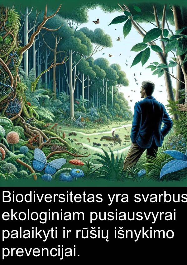 pusiausvyrai: Biodiversitetas yra svarbus ekologiniam pusiausvyrai palaikyti ir rūšių išnykimo prevencijai.