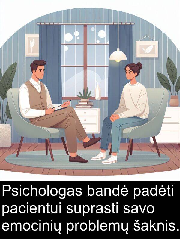 pacientui: Psichologas bandė padėti pacientui suprasti savo emocinių problemų šaknis.