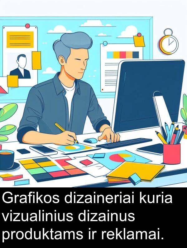 produktams: Grafikos dizaineriai kuria vizualinius dizainus produktams ir reklamai.