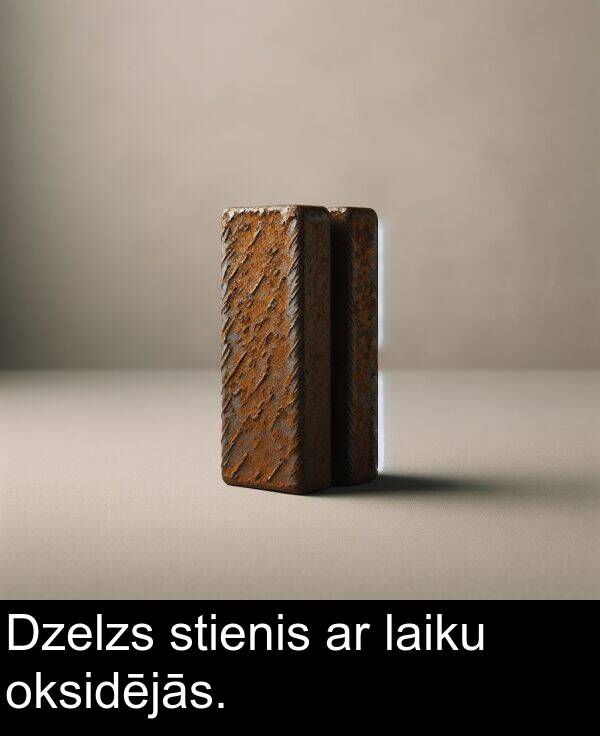 laiku: Dzelzs stienis ar laiku oksidējās.