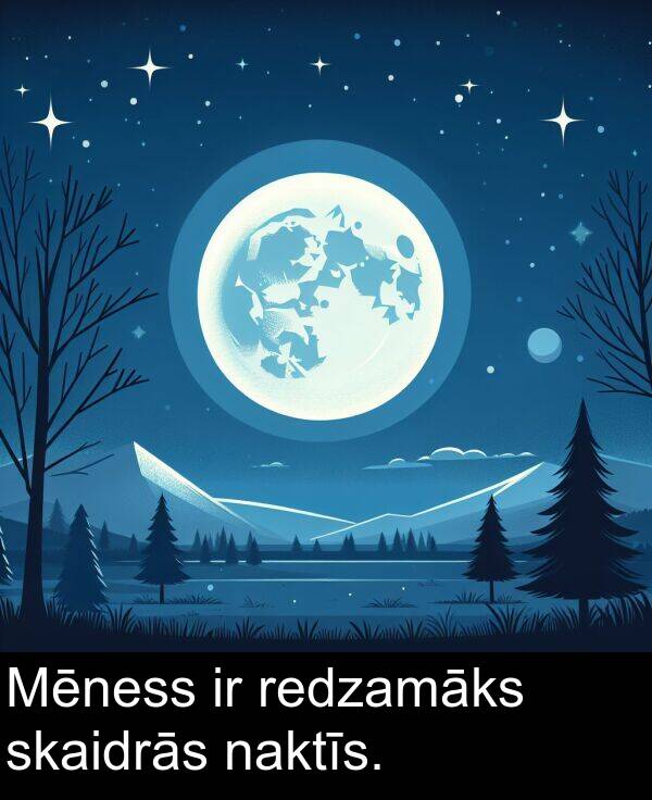 redzamāks: Mēness ir redzamāks skaidrās naktīs.