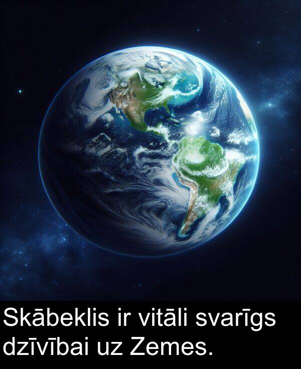 svarīgs: Skābeklis ir vitāli svarīgs dzīvībai uz Zemes.