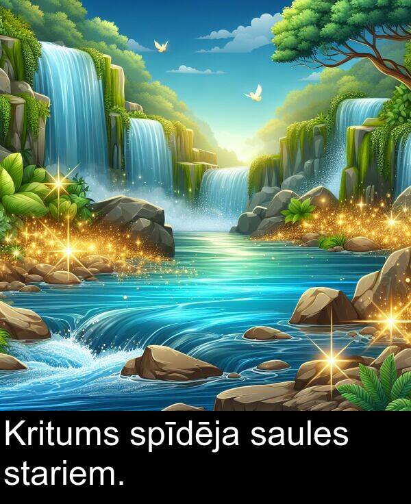 stariem: Kritums spīdēja saules stariem.