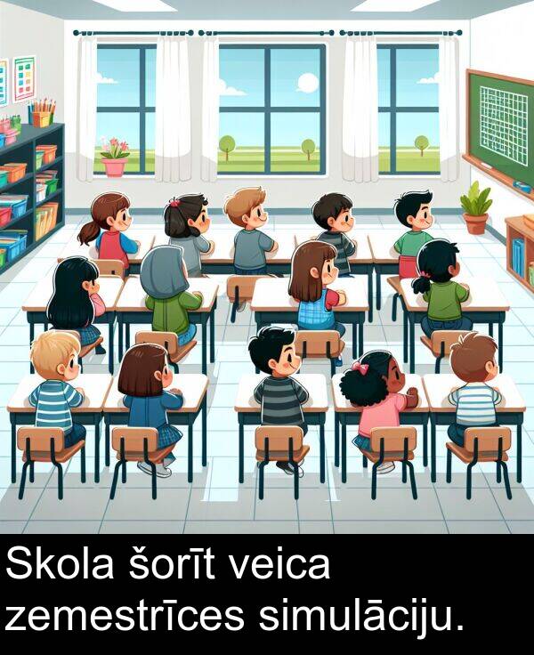 zemestrīces: Skola šorīt veica zemestrīces simulāciju.