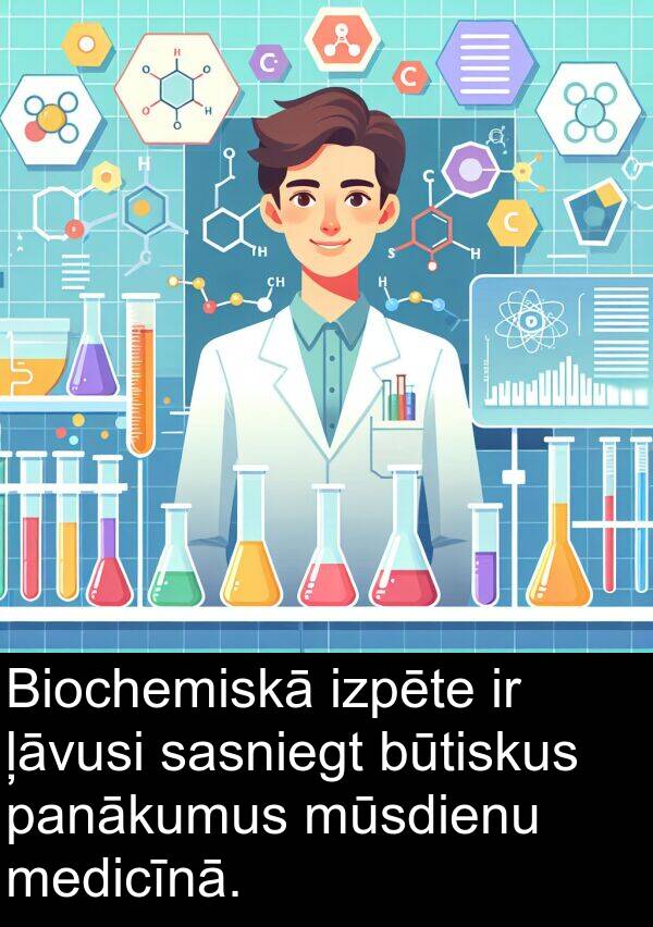 ļāvusi: Biochemiskā izpēte ir ļāvusi sasniegt būtiskus panākumus mūsdienu medicīnā.