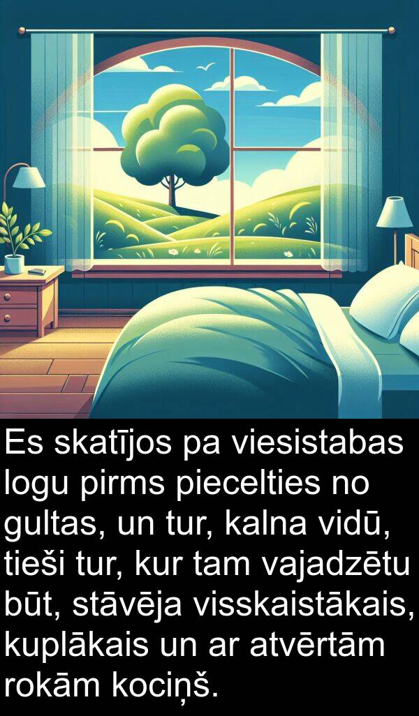 vajadzētu: Es skatījos pa viesistabas logu pirms piecelties no gultas, un tur, kalna vidū, tieši tur, kur tam vajadzētu būt, stāvēja visskaistākais, kuplākais un ar atvērtām rokām kociņš.