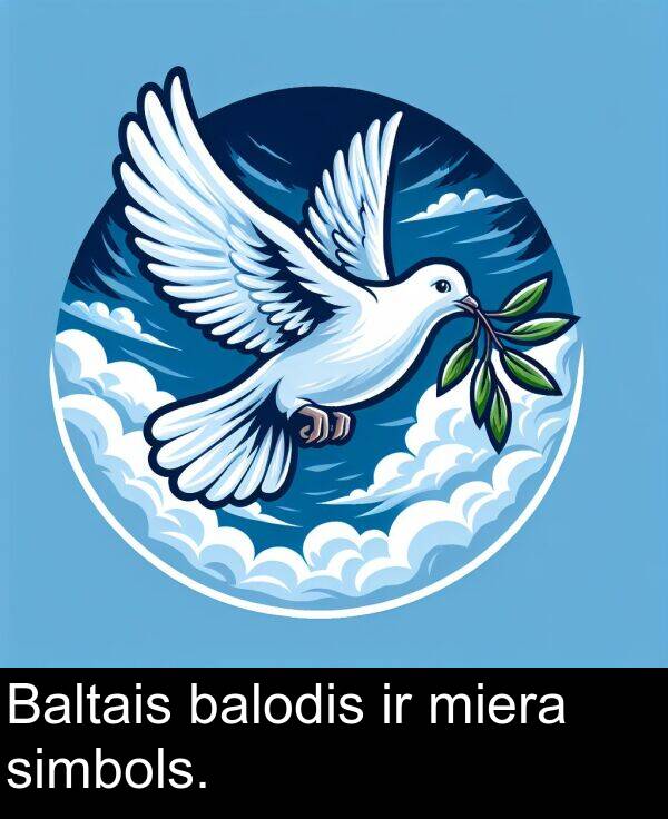 simbols: Baltais balodis ir miera simbols.