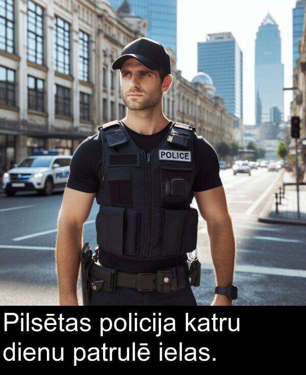 ielas: Pilsētas policija katru dienu patrulē ielas.