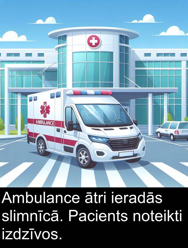 izdzīvos: Ambulance ātri ieradās slimnīcā. Pacients noteikti izdzīvos.