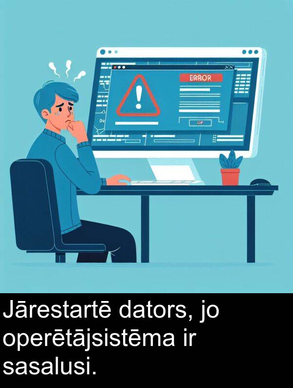 dators: Jārestartē dators, jo operētājsistēma ir sasalusi.