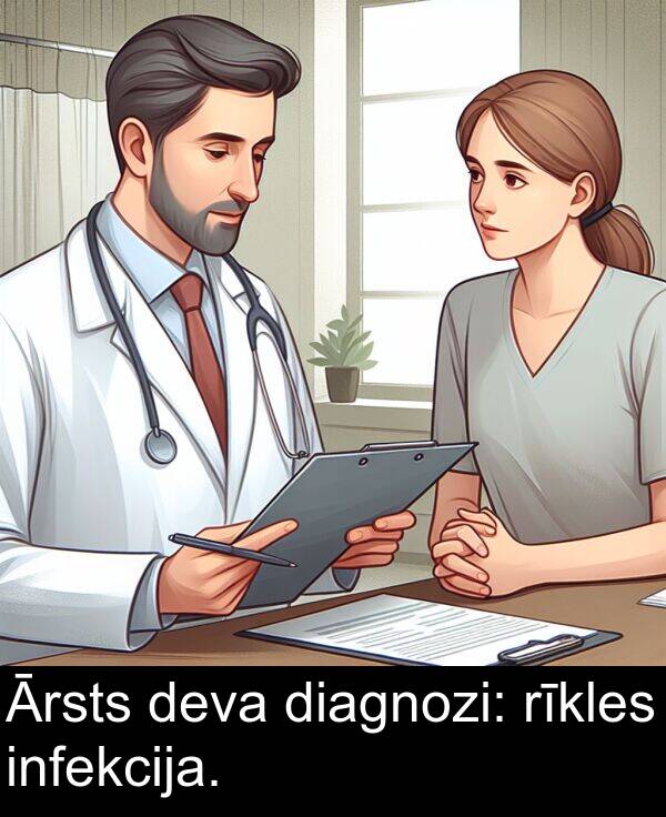 deva: Ārsts deva diagnozi: rīkles infekcija.