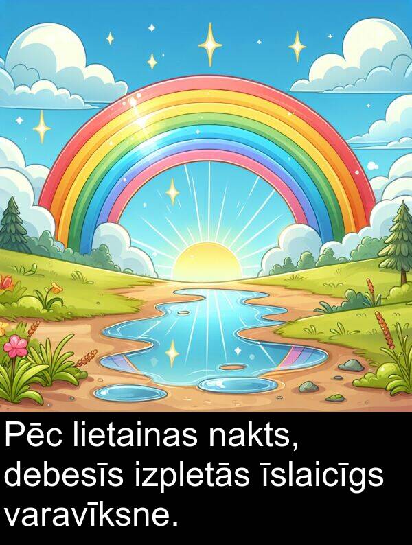 lietainas: Pēc lietainas nakts, debesīs izpletās īslaicīgs varavīksne.