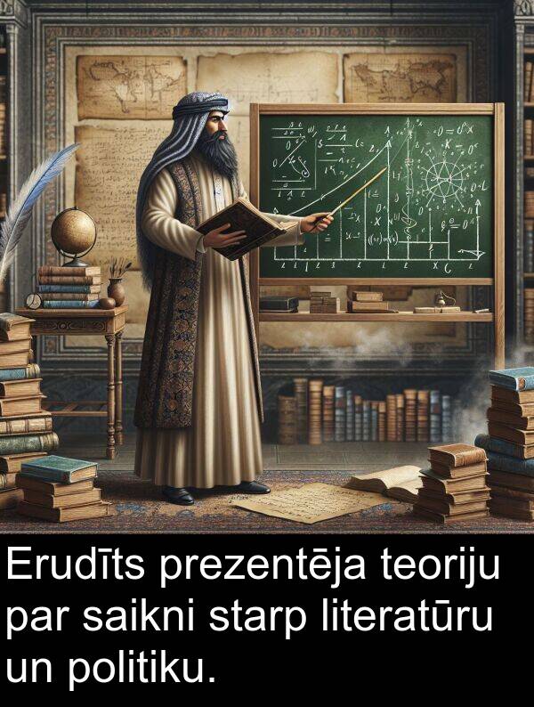 saikni: Erudīts prezentēja teoriju par saikni starp literatūru un politiku.