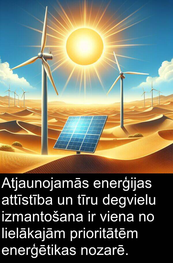 enerģijas: Atjaunojamās enerģijas attīstība un tīru degvielu izmantošana ir viena no lielākajām prioritātēm enerģētikas nozarē.