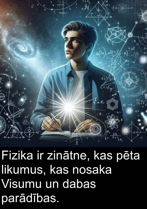 zinātne: Fizika ir zinātne, kas pēta likumus, kas nosaka Visumu un dabas parādības.