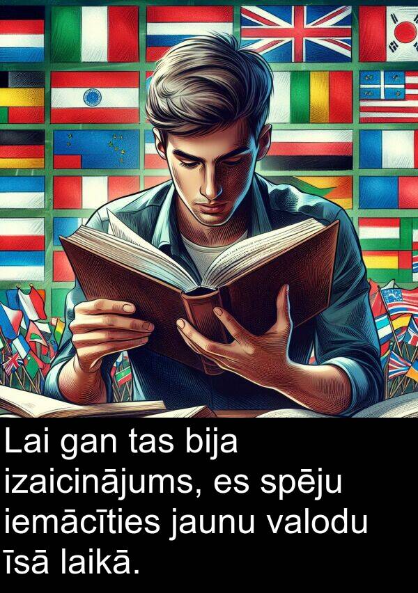 valodu: Lai gan tas bija izaicinājums, es spēju iemācīties jaunu valodu īsā laikā.