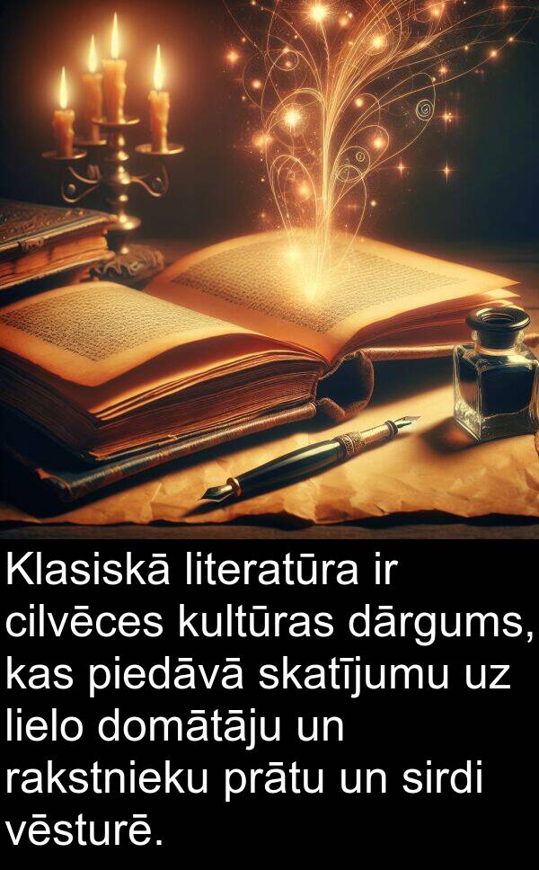 rakstnieku: Klasiskā literatūra ir cilvēces kultūras dārgums, kas piedāvā skatījumu uz lielo domātāju un rakstnieku prātu un sirdi vēsturē.