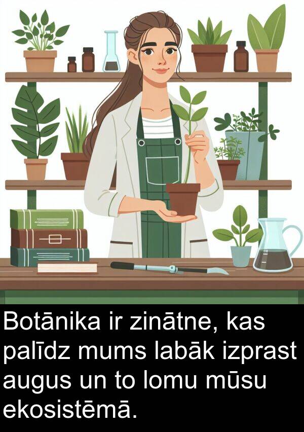 palīdz: Botānika ir zinātne, kas palīdz mums labāk izprast augus un to lomu mūsu ekosistēmā.