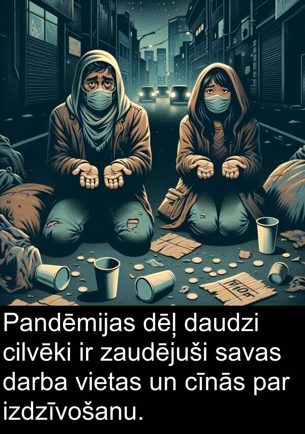 zaudējuši: Pandēmijas dēļ daudzi cilvēki ir zaudējuši savas darba vietas un cīnās par izdzīvošanu.