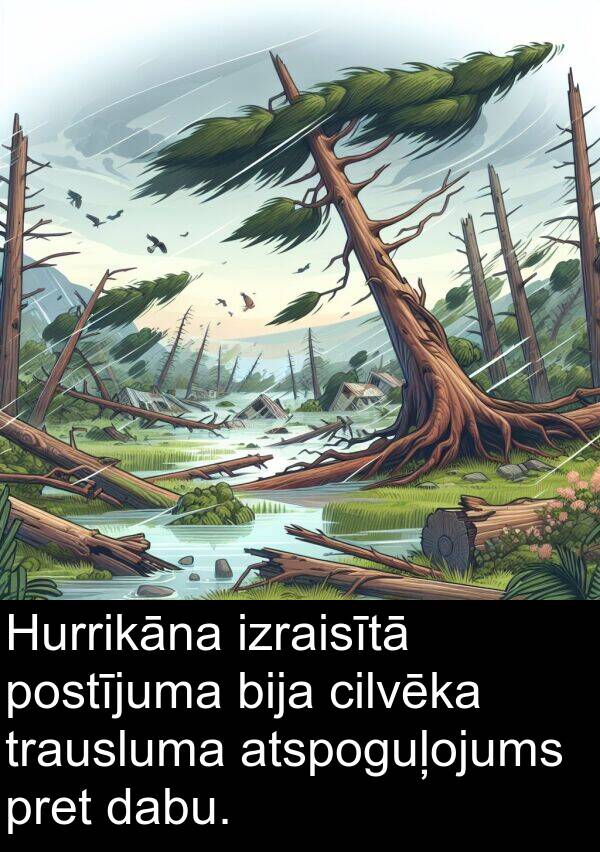 trausluma: Hurrikāna izraisītā postījuma bija cilvēka trausluma atspoguļojums pret dabu.