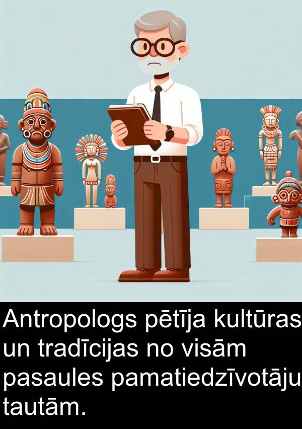 pamatiedzīvotāju: Antropologs pētīja kultūras un tradīcijas no visām pasaules pamatiedzīvotāju tautām.