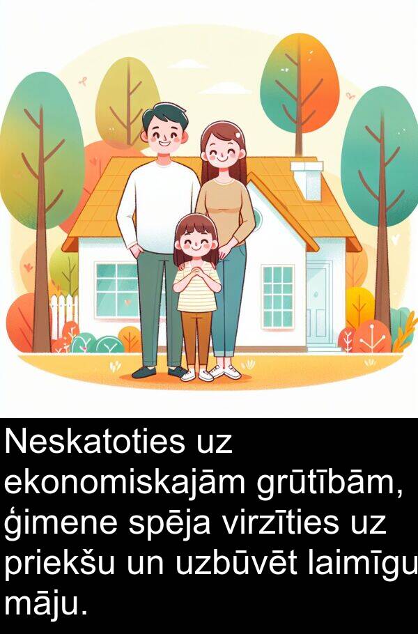 ekonomiskajām: Neskatoties uz ekonomiskajām grūtībām, ģimene spēja virzīties uz priekšu un uzbūvēt laimīgu māju.