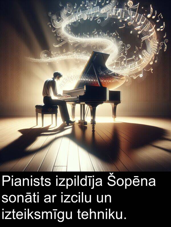 izteiksmīgu: Pianists izpildīja Šopēna sonāti ar izcilu un izteiksmīgu tehniku.