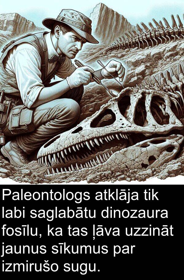 ļāva: Paleontologs atklāja tik labi saglabātu dinozaura fosīlu, ka tas ļāva uzzināt jaunus sīkumus par izmirušo sugu.