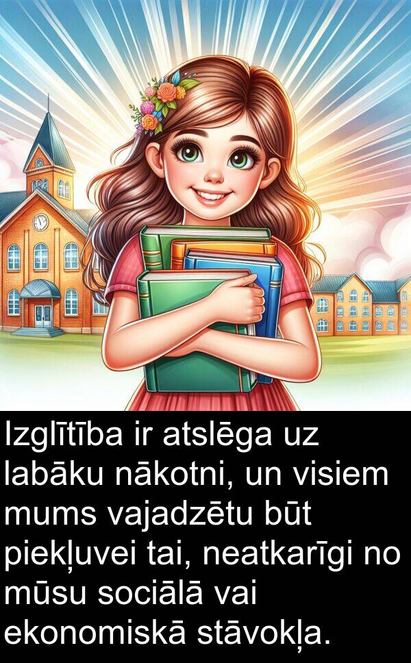 labāku: Izglītība ir atslēga uz labāku nākotni, un visiem mums vajadzētu būt piekļuvei tai, neatkarīgi no mūsu sociālā vai ekonomiskā stāvokļa.