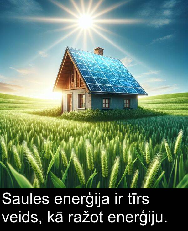 enerģija: Saules enerģija ir tīrs veids, kā ražot enerģiju.