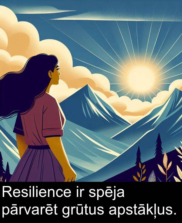 pārvarēt: Resilience ir spēja pārvarēt grūtus apstākļus.