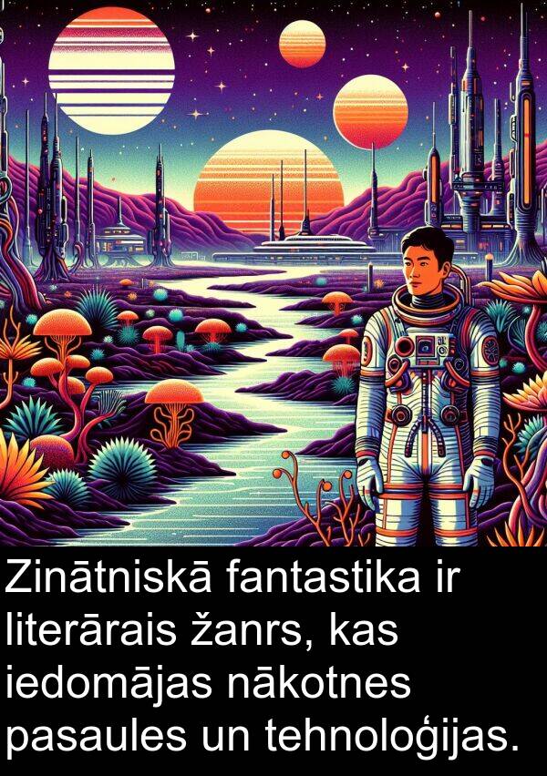 fantastika: Zinātniskā fantastika ir literārais žanrs, kas iedomājas nākotnes pasaules un tehnoloģijas.