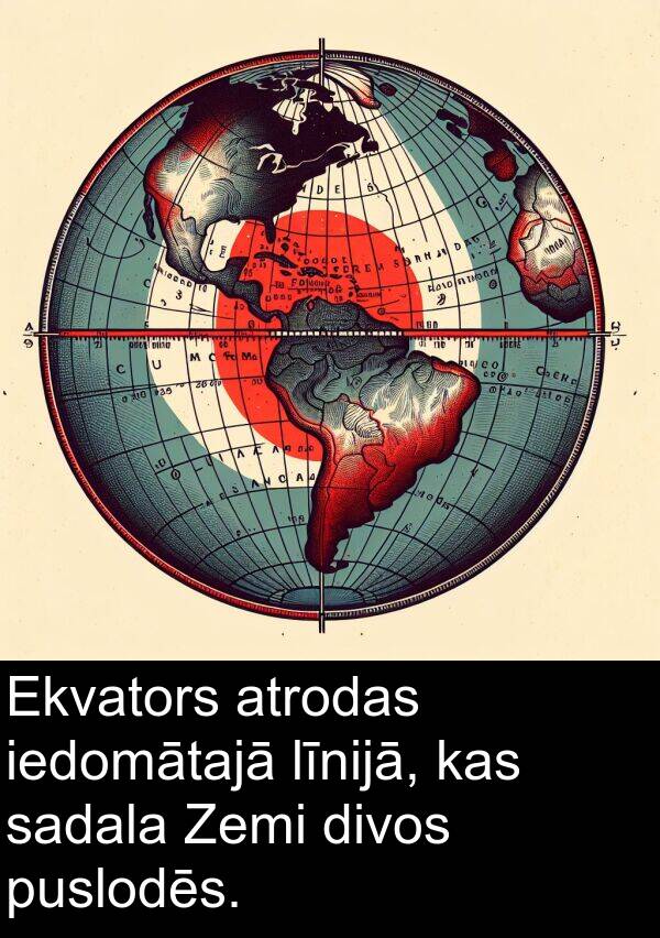 sadala: Ekvators atrodas iedomātajā līnijā, kas sadala Zemi divos puslodēs.