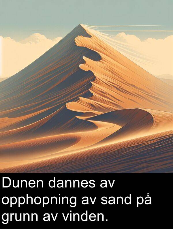 vinden: Dunen dannes av opphopning av sand på grunn av vinden.