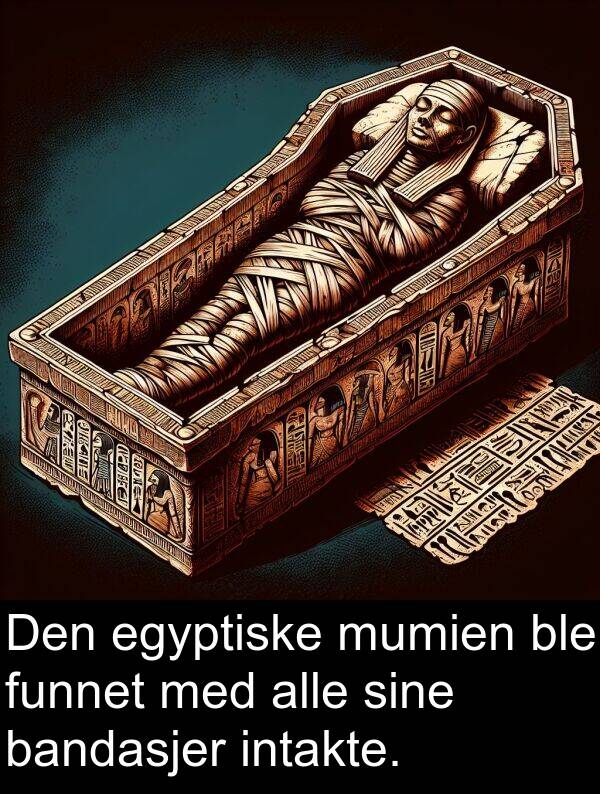 egyptiske: Den egyptiske mumien ble funnet med alle sine bandasjer intakte.