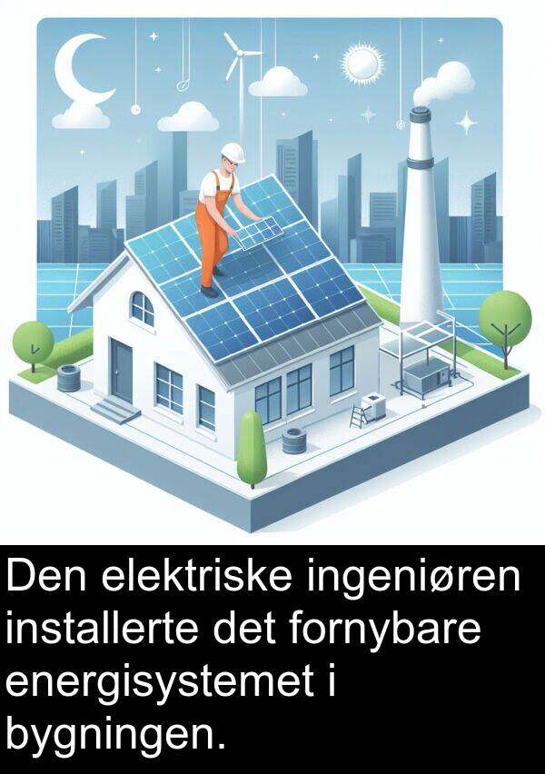 energisystemet: Den elektriske ingeniøren installerte det fornybare energisystemet i bygningen.