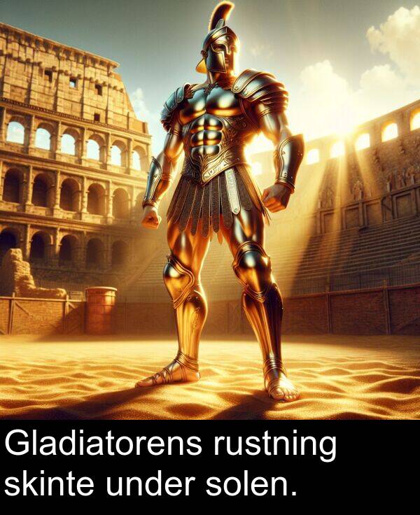 under: Gladiatorens rustning skinte under solen.