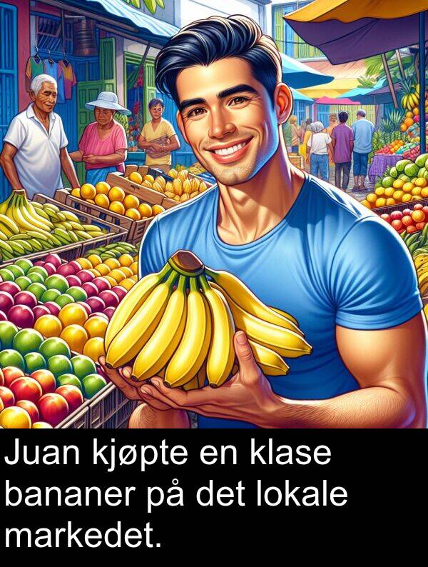 markedet: Juan kjøpte en klase bananer på det lokale markedet.