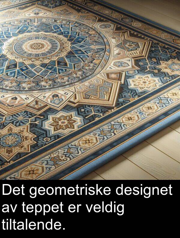 designet: Det geometriske designet av teppet er veldig tiltalende.