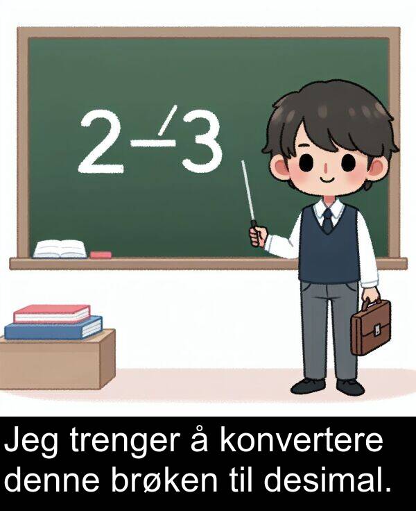 denne: Jeg trenger å konvertere denne brøken til desimal.