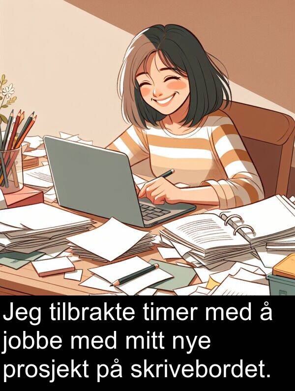 jobbe: Jeg tilbrakte timer med å jobbe med mitt nye prosjekt på skrivebordet.