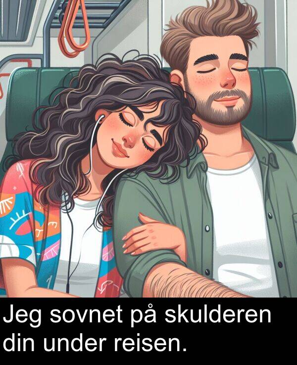 din: Jeg sovnet på skulderen din under reisen.