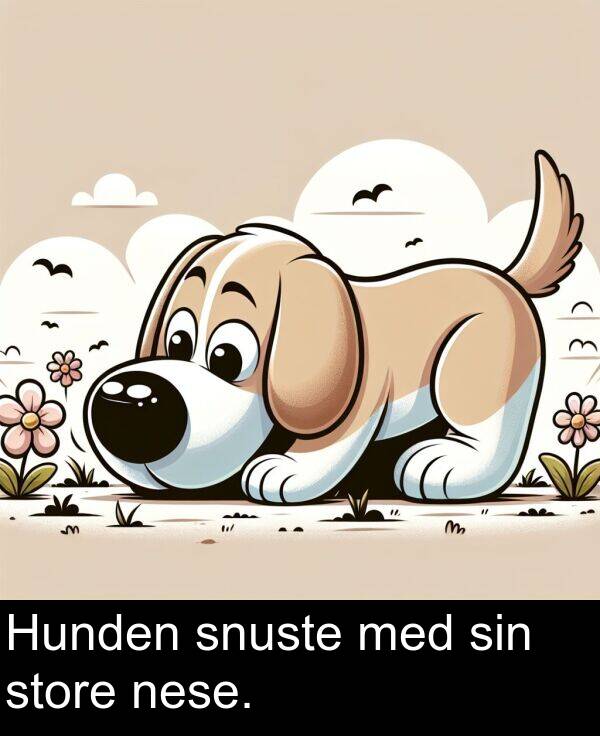 med: Hunden snuste med sin store nese.