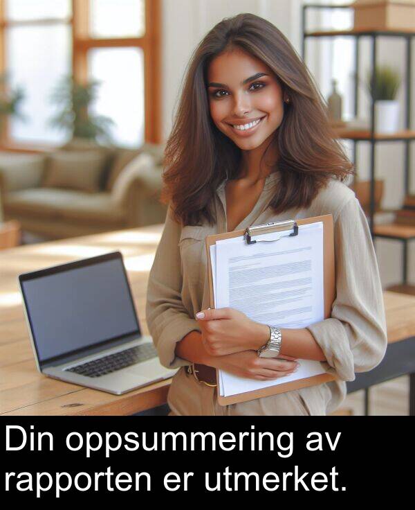 oppsummering: Din oppsummering av rapporten er utmerket.