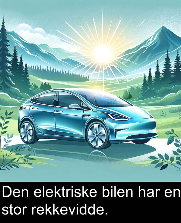 bilen: Den elektriske bilen har en stor rekkevidde.